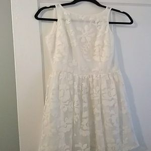 BB Dakota white dress with leather details